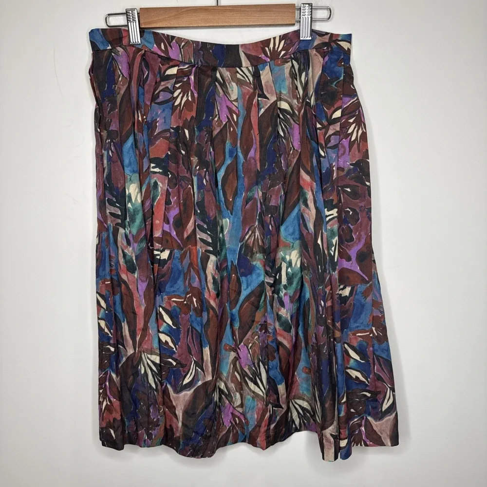 Peruvian Connection Pleated Skirt 10 Fall Dark Fairy Purple Lined Pockets A Line